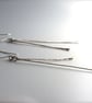 Long Organic Silver Stick Earrings