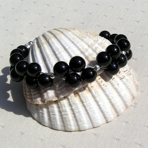 Black Onyx Crystal Gemstone Chakra Bracelet "Shadow"