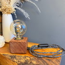 Rustic solid Iroko wood cube handmade lamp