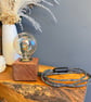 Rustic solid Iroko wood cube handmade lamp