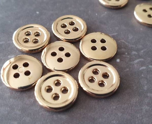 10mm 16L Reversible blouse button Gold (light weight)