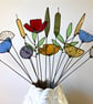 Forever Eternal Wild Flowers on stems - Handmade Stained Glass Flowers -16 STEMS