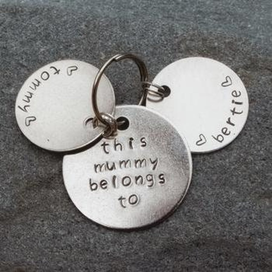 This Mummy Belongs to - Handmade Keyring Personalised Dog Tags, Pet Gifts, Perso