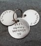 This Mummy Belongs to - Handmade Keyring Personalised Dog Tags, Pet Gifts, Perso