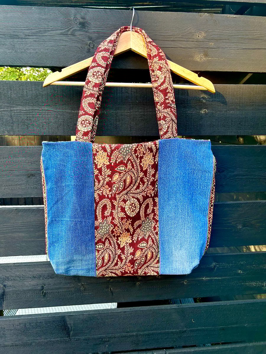 Fabric & Denim Tote bag - Upcycled 