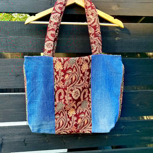 Fabric & Denim Tote bag - Upcycled 