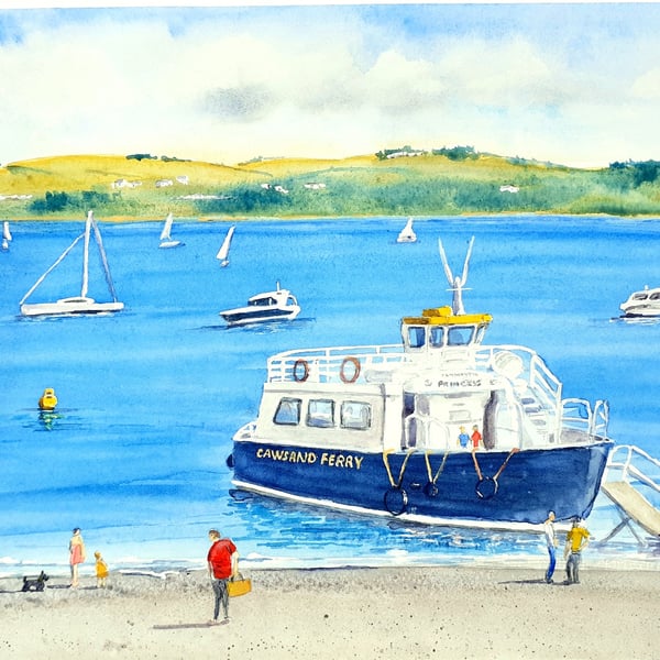 The Cawsand Ferry - Cornwall original watercolour painting 390 mm x 282 mm 