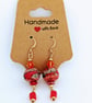 Red Lampwork Glass Dangle Earrings: Gold Filled Ear Wires - Image 5
