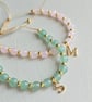 Personalized Bracelet with Gold Initial Charm and Gemstones - Image 3