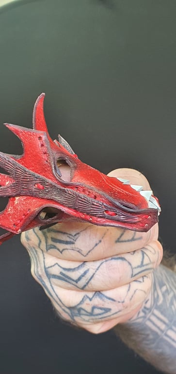 Dragon finger puppet  red and black.