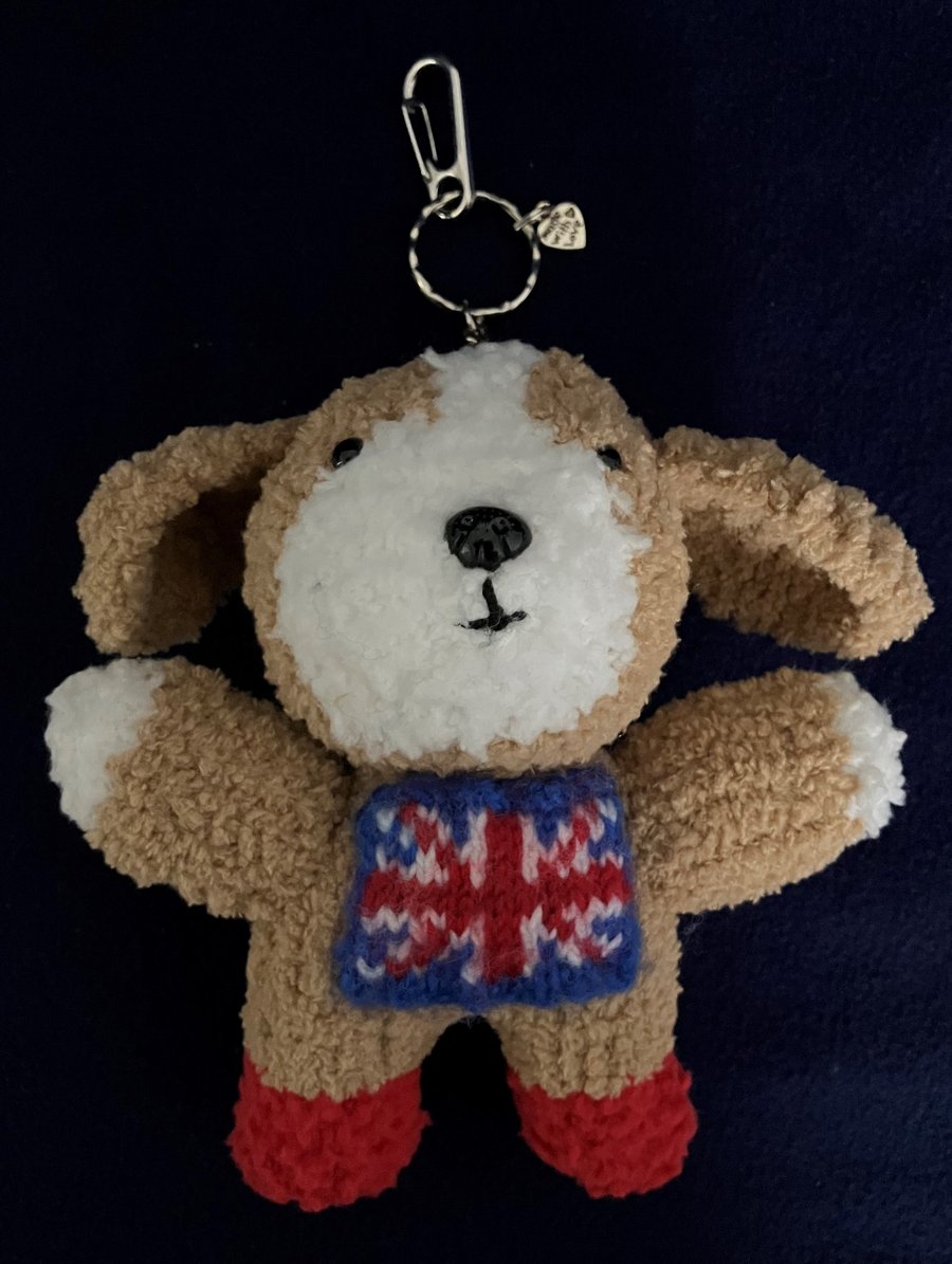 Union Jack Dog with red boots and keyring bag clip