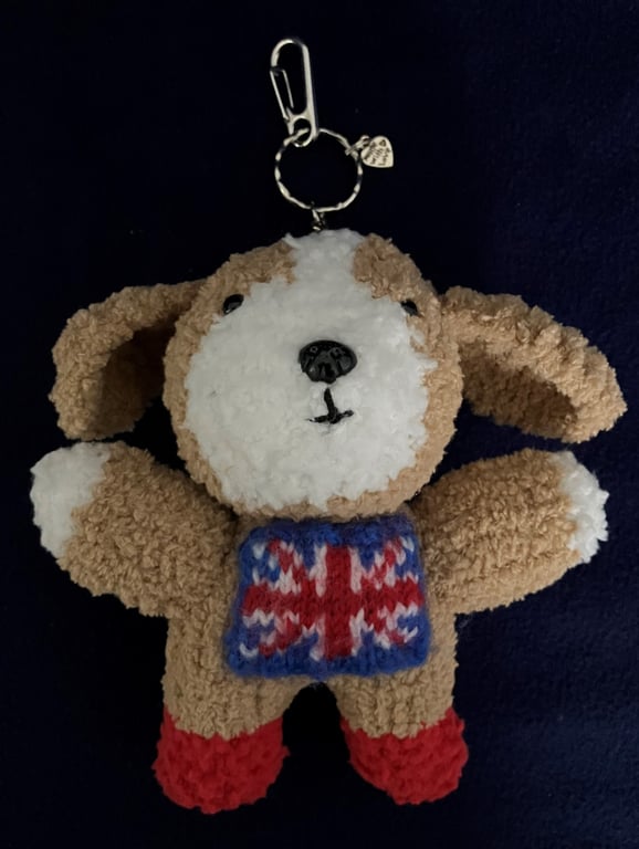 Union Jack Dog with red boots and keyring bag clip