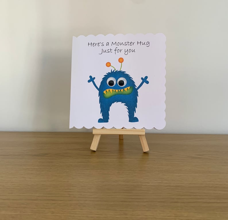 Googly Eye Monster Hug Greeting Card. Design 7