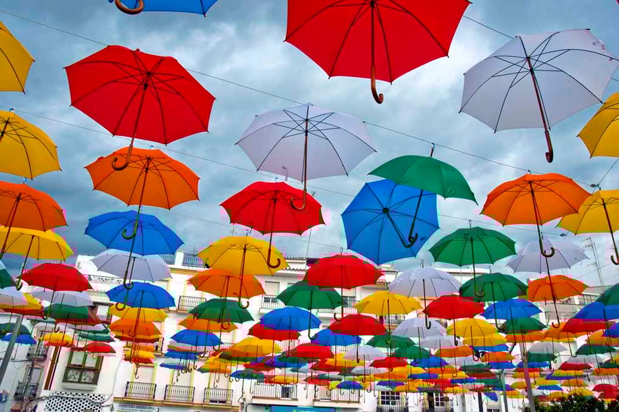 Colourful Umbrellas Torrox Costa Del Sol Spain Photograph Print