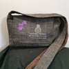 Harris Tweed crossbody bag with iris and mill stamp