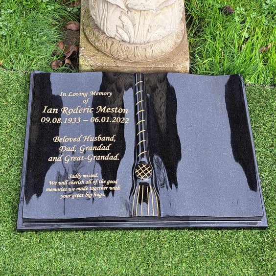  Personalised Grave Plaque Granite Open Book Bible Memorial Cemetery Headstone