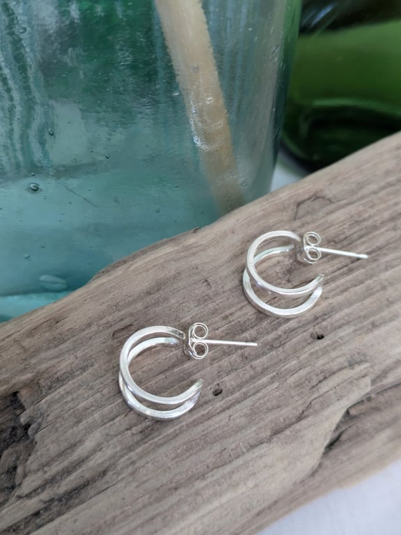 Sterling silver Huggie hoops