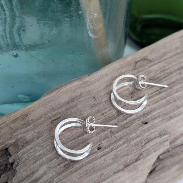 Sterling silver Huggie hoops