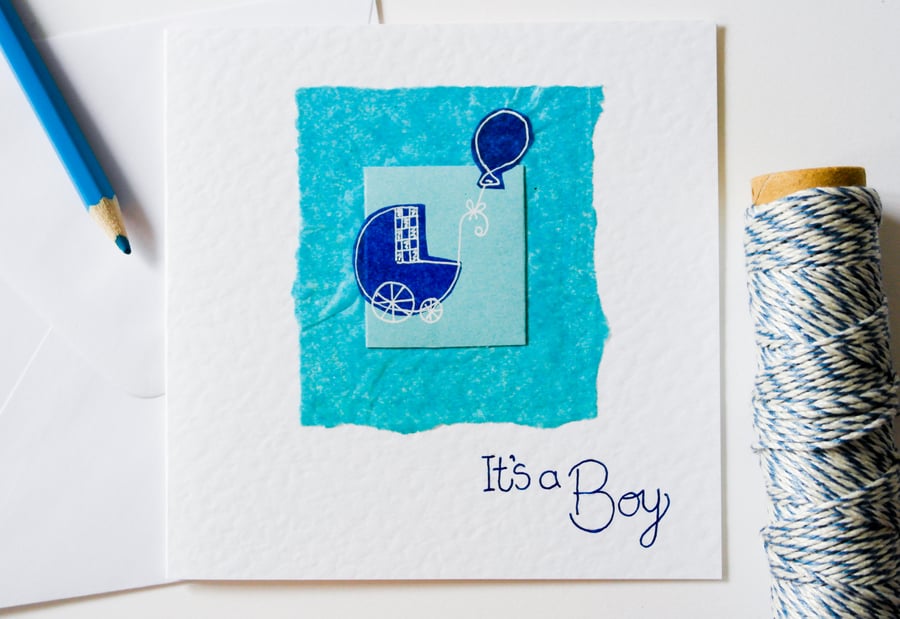 Greeting Card - It's a Boy Handmade Greeting Card for a new born baby boy