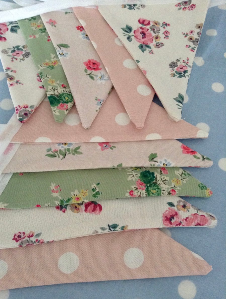Cath Kidston Shabby chic cotton fabric bunting, banner, wedding,party flags