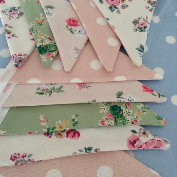 Cath Kidston Shabby chic cotton fabric bunting, banner, wedding,party flags
