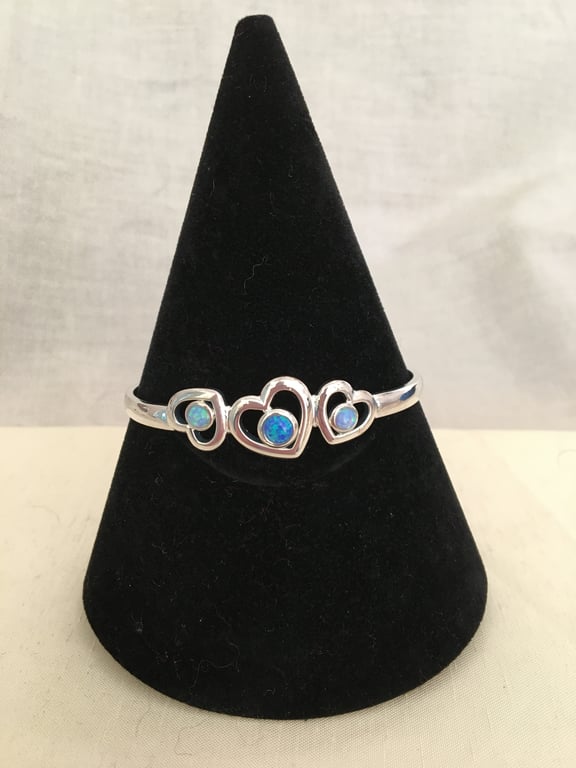 Heart Faux Opal Bangle