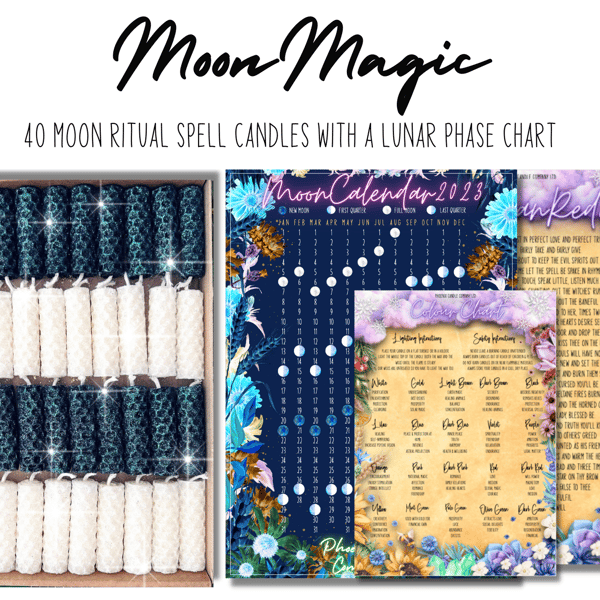 40 Moon Ritual Spell Candles - 2023 Moon Calend... - Folksy
