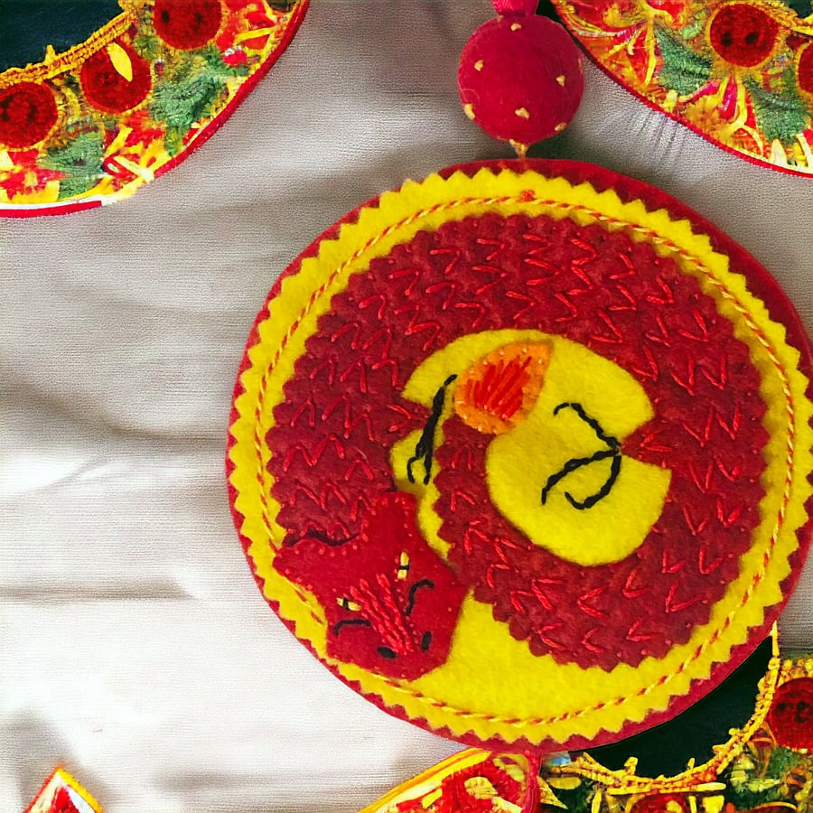 OOAK Dragon Felt Hanging Decoration