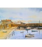  Art print of Mousehole Harbour  Cornwall from original watercolour painting A4 - Image 1