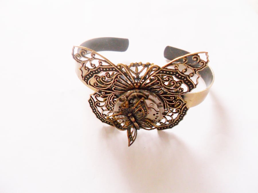Steampunk Harmony Butterfly Bangle Bracelet