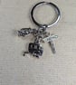Camping Themed Keyring - 3 x Charms - Caravan - Lantern - Sign - Keychain