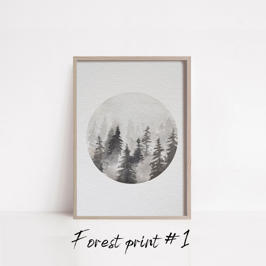 Forest watercolour print 1 minimalistic print