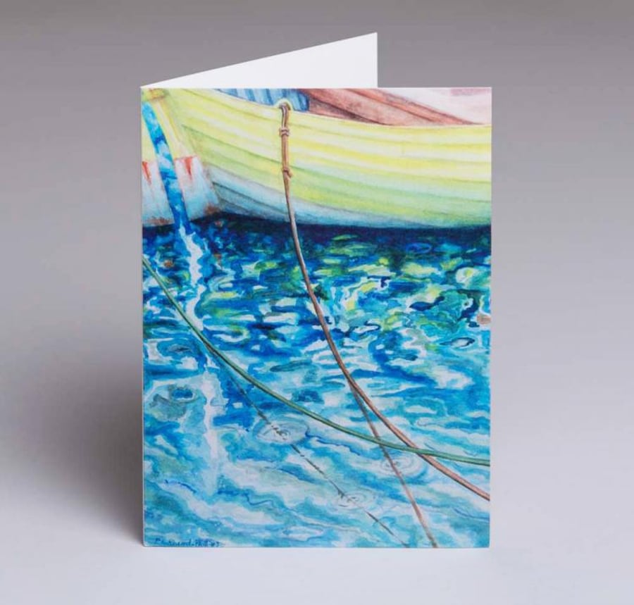 'SH227' Blank greeting card of boat. 