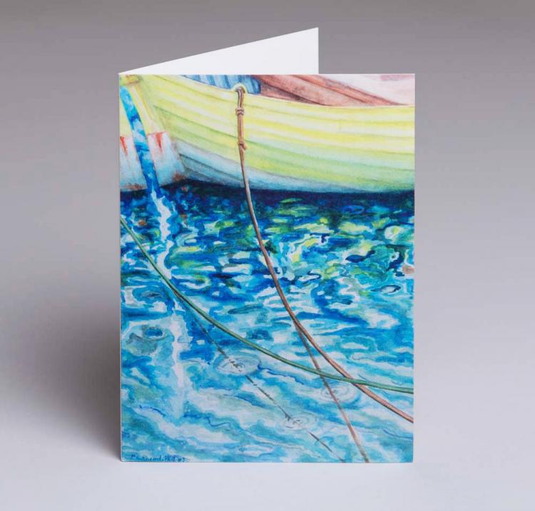 'SH227' Blank greeting card of boat. 