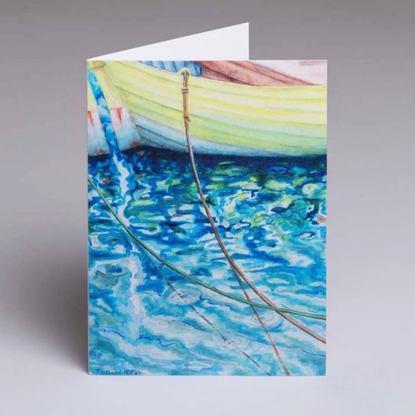 'SH227' Blank greeting card of boat. 