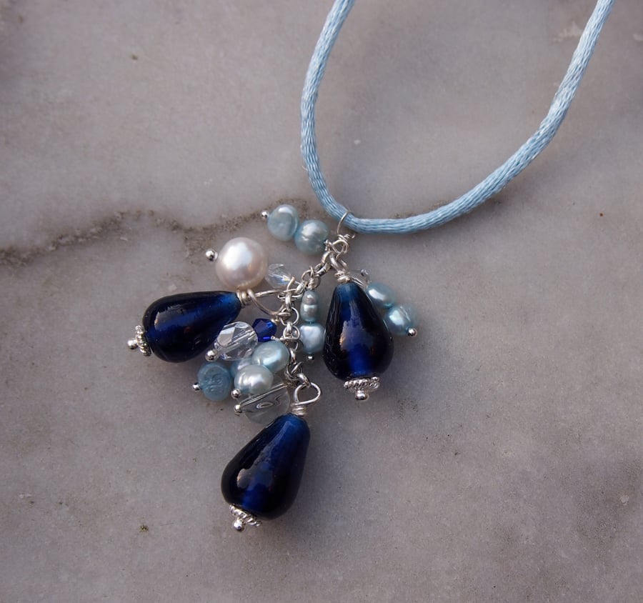 "Blue waterfall" necklace