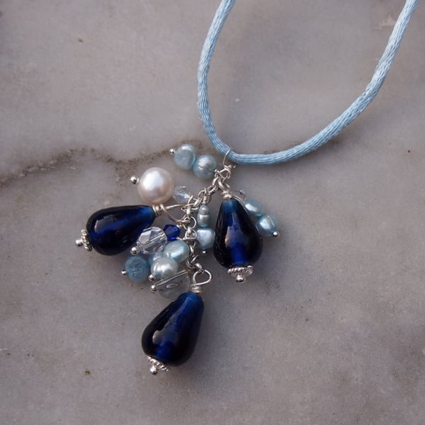 "Blue waterfall" necklace