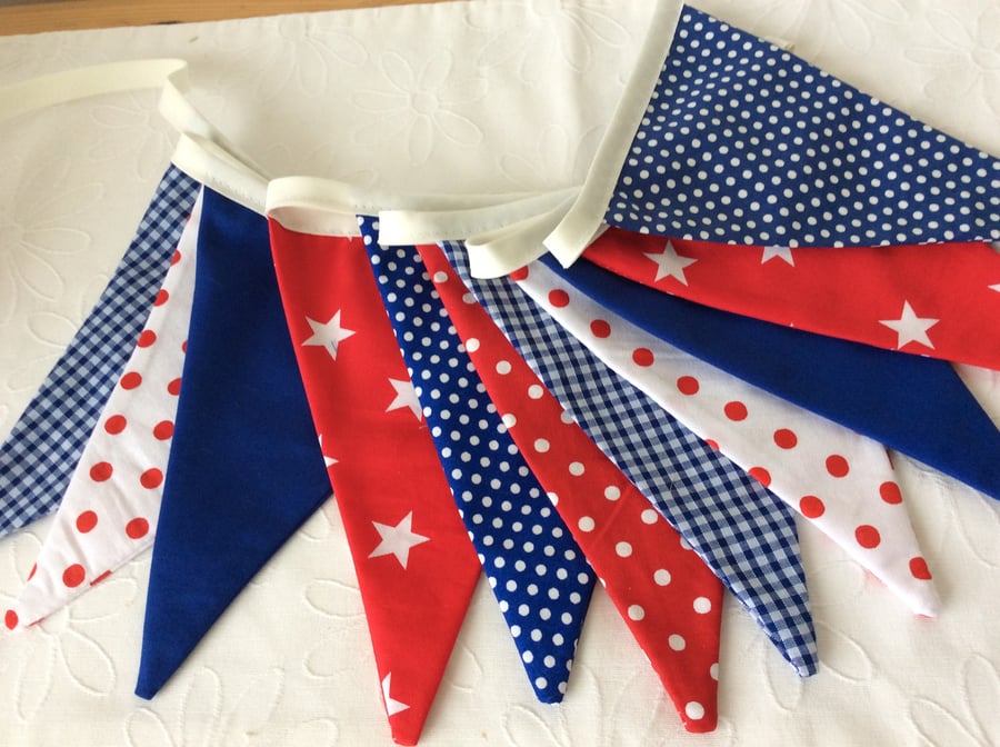 Boys Bunting - 11 flags, Playroom, birthday, party, reds and blues nautical feel