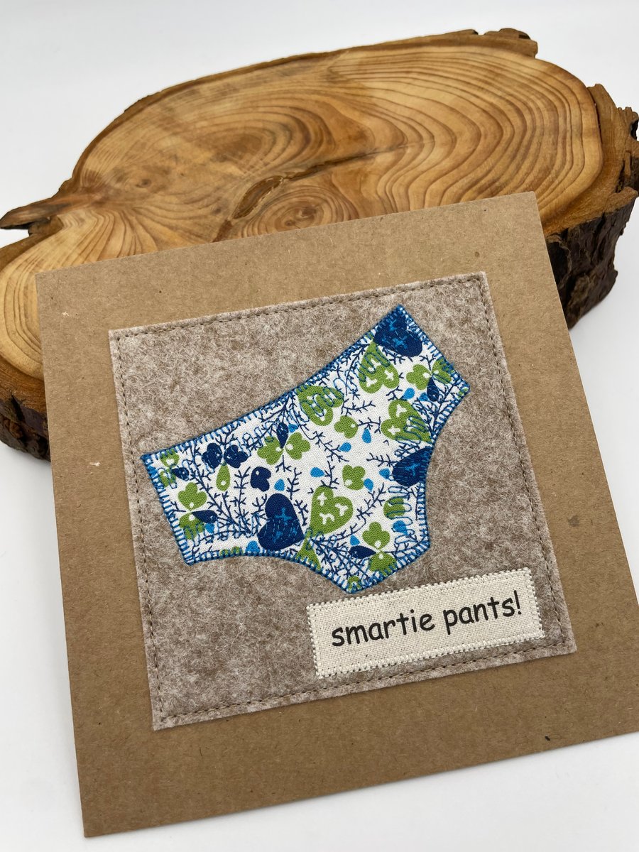 Girly smarty pants appliqué congratulations card