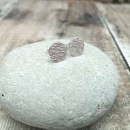 Sterling Silver Textured Disc Stud Earrings - JBJ3013