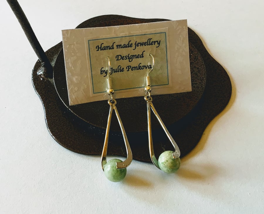 Jasper dangle gemstone earrings.