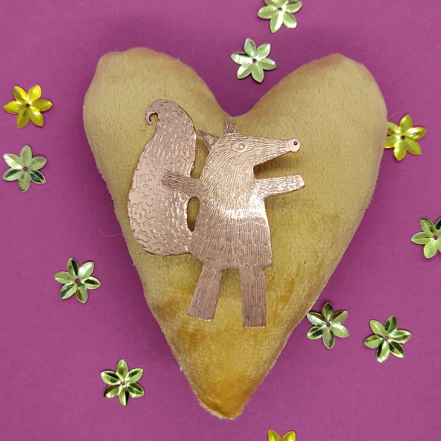 Dancing fox brooch