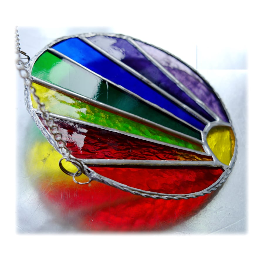 Rainbow Suncatcher Stained Glass Handmade Ring 002