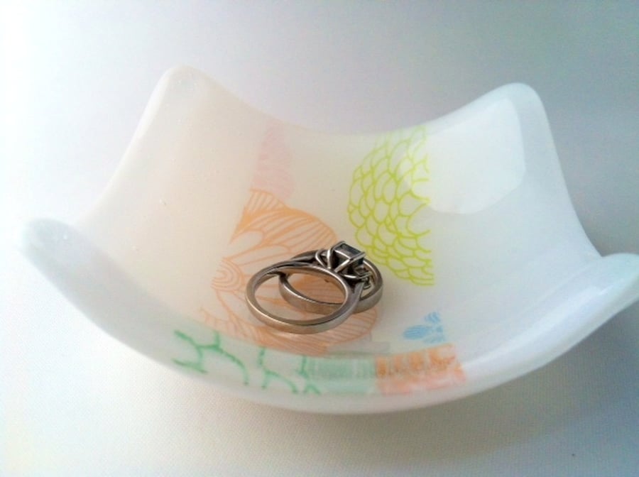 Mini Foral Glass Fused Dish