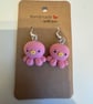 Sterling Silver Earrings - Octopus  (Pink) - Brand New & Sealed!! 