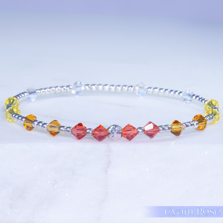Bracelet dainty sterling silver with topaz Swarovski bicones