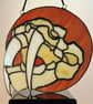 Stained Glass Sabre Tooth Tiger Skull Suncatcher