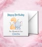 Personalised 2nd Birthday Card with Cute Elephant and Name, Boys Birthday Card