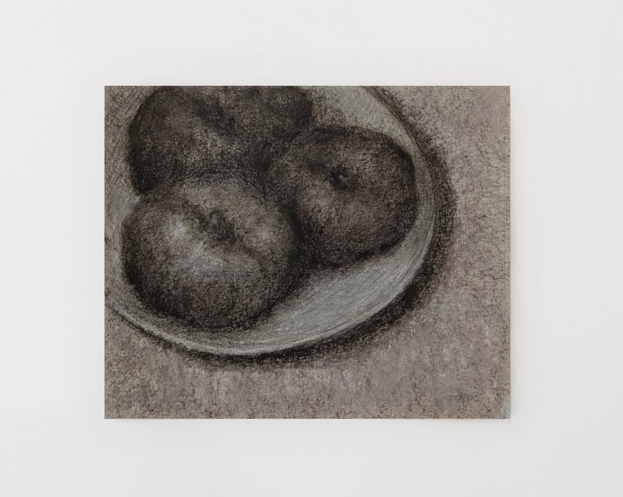 Original Still Life Drawing,  Flat Peaches Artwork , Fruit Small Wall Art 