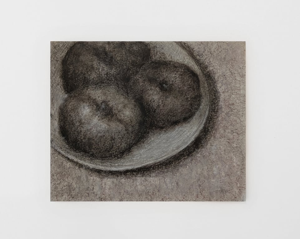 Original Still Life Drawing,  Flat Peaches Artwork , Fruit Small Wall Art 